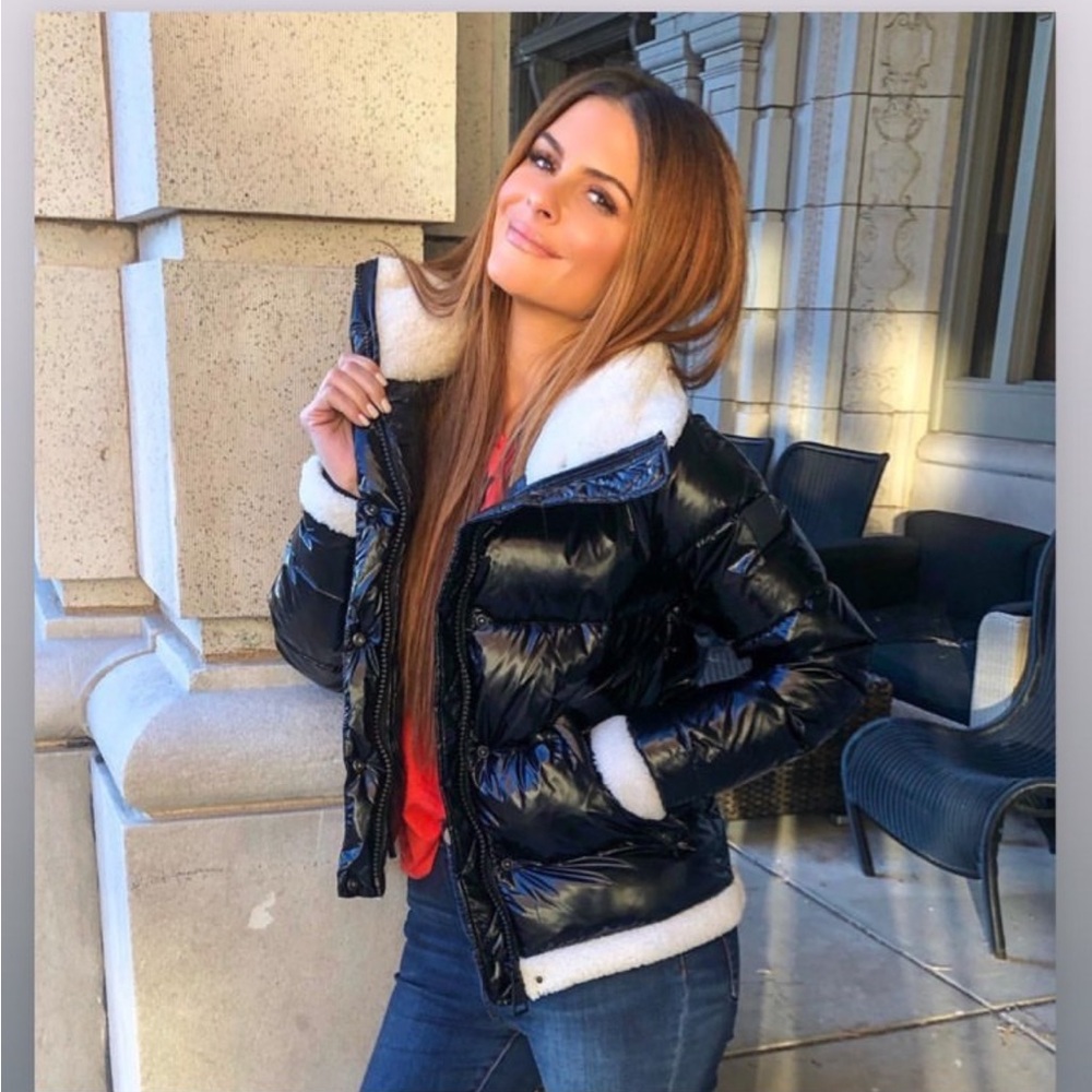 SAM Gigi shearling down trim jacket
